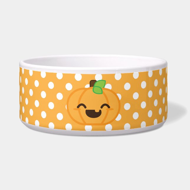 Kawaii Jack O Lanern Pumpkin Dog Bowl Voerbakje (Voorkant)