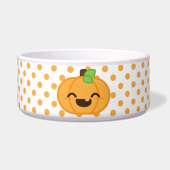 Kawaii Jack O Lanern Pumpkin Dog Bowl Voerbakje (Voorkant)