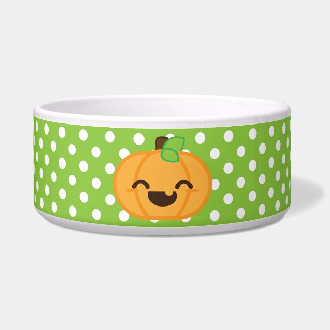 Kawaii Jack O Lanern Pumpkin Dog Bowl Voerbakje (Voorkant)