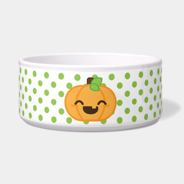 Kawaii Jack O Lanern Pumpkin Dog Bowl Voerbakje (Voorkant)
