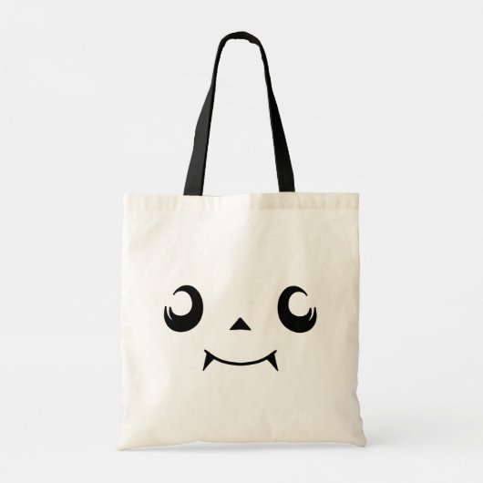Kawaii Jack "O" Lantaarn pompoen gezicht met tande Tote Bag (Achterkant)