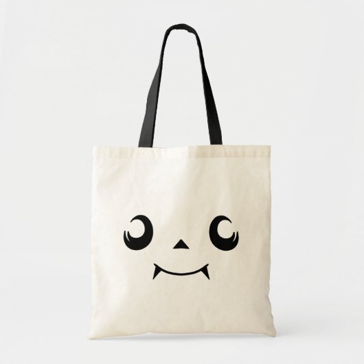 Kawaii Jack "O" Lantaarn pompoen gezicht met tande Tote Bag (Voorkant)
