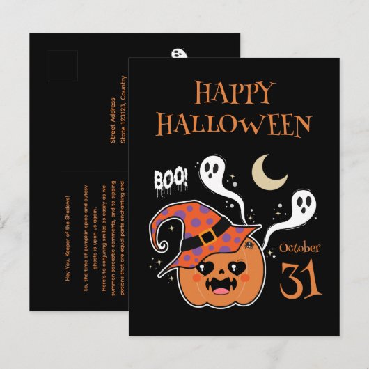 Kawaii Jack O' Lantern Creepy Cute Briefkaart (Voorkant / Achterkant)