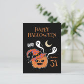 Kawaii Jack O' Lantern Creepy Cute Briefkaart (Staand voorkant)