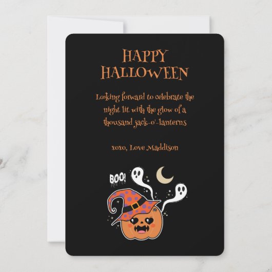 Kawaii Jack O' Lantern Creepy Cute Kaart (Achterkant)