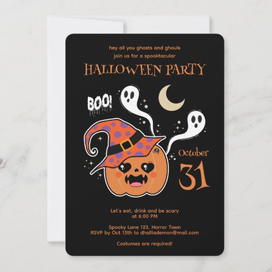 Kawaii Jack O' Lantern Creepy Cute Kaart (Voorkant)