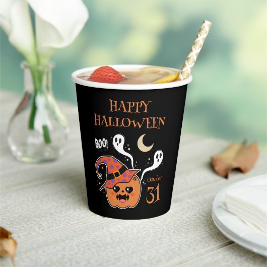 Kawaii Jack O' Lantern Creepy Cute Papieren Bekers (Insitu)