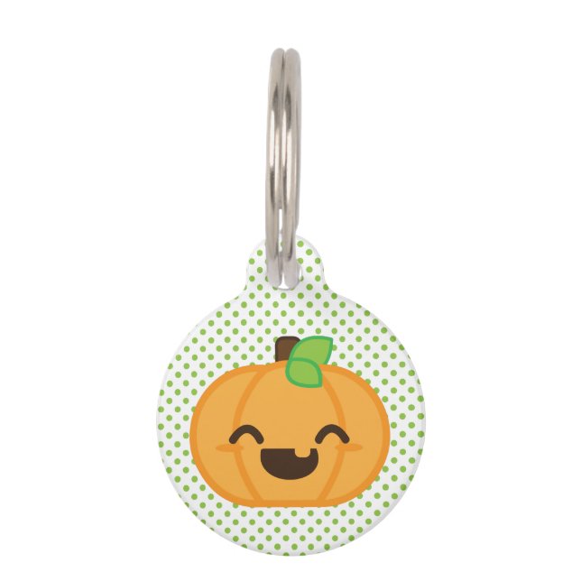 Kawaii Jack O Lantern Pumpkin Dog Label Huisdierpenning (Voorkant)