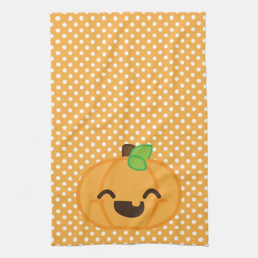 Kawaii Jack O Lantern Pumpkin Kitchen Towel Theedoek (Verticaal)