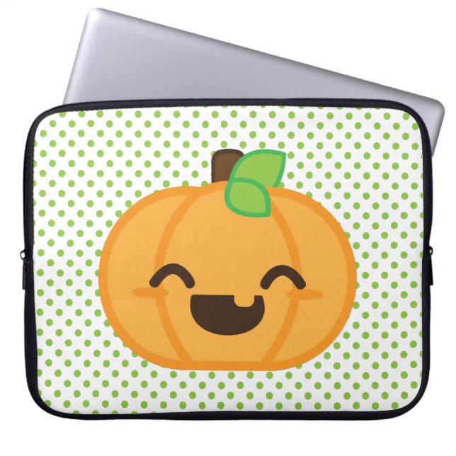 Kawaii Jack O Lantern Pumpkin-laptophoes Laptop Sleeve (Voorkant)