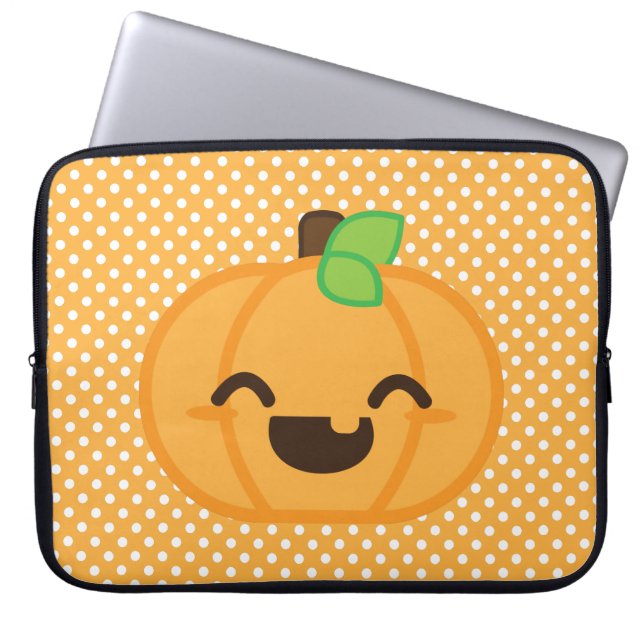 Kawaii Jack O Lantern Pumpkin-laptophoes Laptop Sleeve (Voorkant)