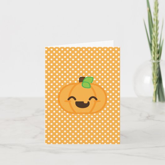 Kawaii Jack O Lantern Pumpkin Note Card Feestdagen Kaart (Voorkant)