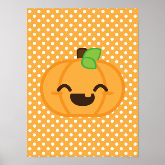 Kawaii Jack O Lantern Pumpkin Poster Print (Voorkant)