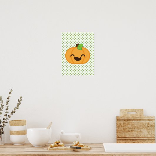 Kawaii Jack O Lantern Pumpkin Poster Print (Keuken)