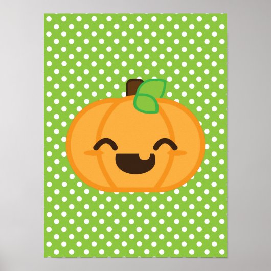 Kawaii Jack O Lantern Pumpkin Poster Print (Voorkant)