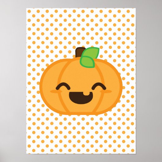 Kawaii Jack O Lantern Pumpkin Poster Print (Voorkant)