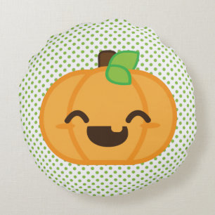 Kawaii Jack O Lantern Pumpkin Round Pillow Rond Kussen