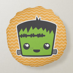 Kawaii Jack O Lantern Pumpkin Round Pillow Rond Kussen