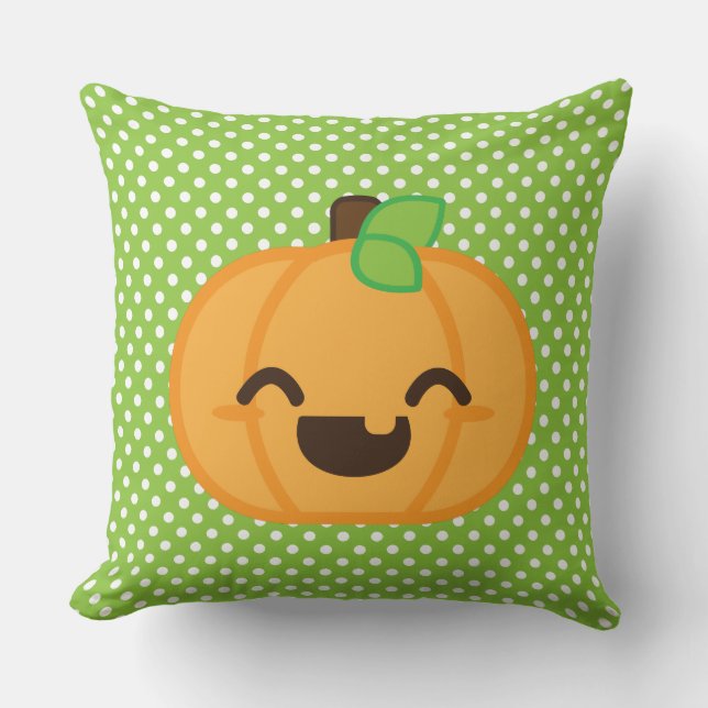 Kawaii Jack O Lantern Pumpkin Sierkussen (Voorkant)