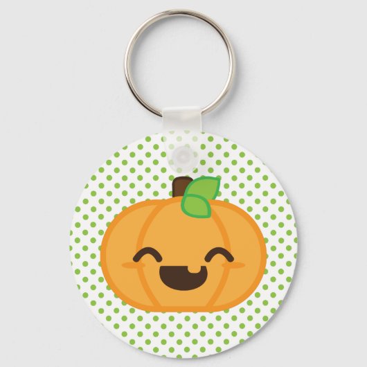 Kawaii Jack O Lantern Pumpkin Sleutelhanger (Voorkant)
