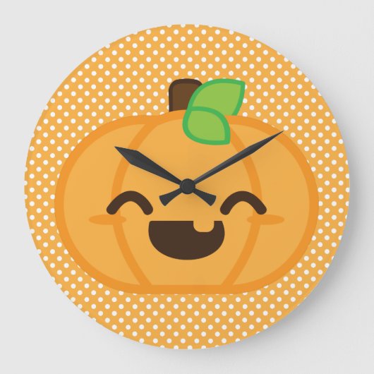 Kawaii Jack O Lantern Pumpkin Wall Clock Grote Klok (Voorkant)