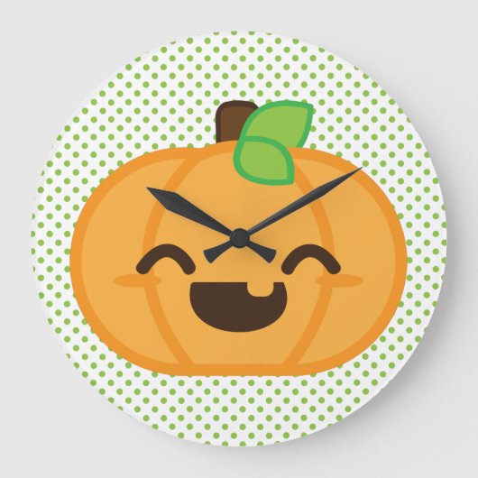 Kawaii Jack O Lantern Pumpkin Wall Clock Grote Klok (Voorkant)