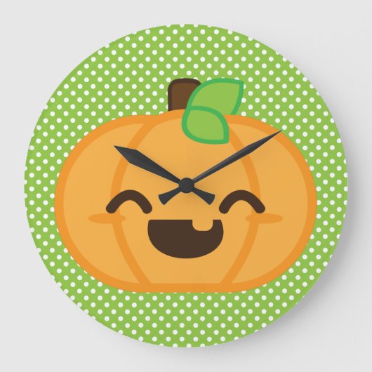 Kawaii Jack O Lantern Pumpkin Wall Clock Grote Klok (Voorkant)