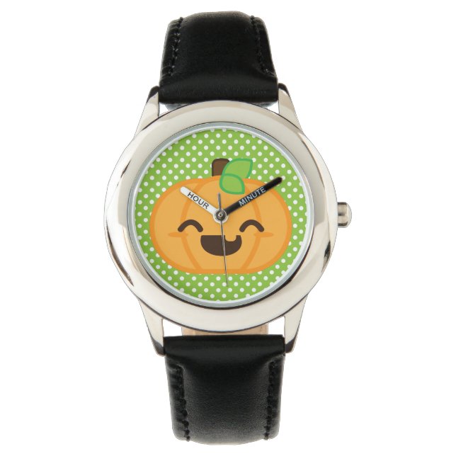 Kawaii Jack O Lantern Pumpkin Watch Horloge (Voorkant)