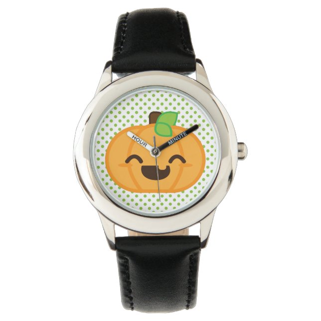 Kawaii Jack O Lantern Pumpkin Watch Horloge (Voorkant)