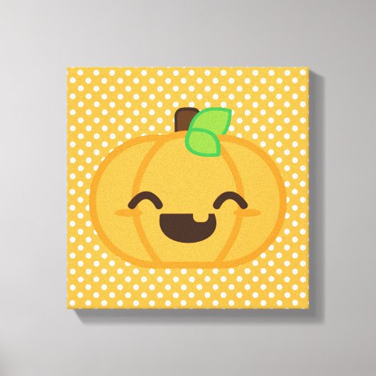 Kawaii Jack O Lantern Pumpkin Wrapped Canvas (Voorkant)