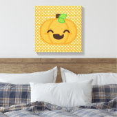 Kawaii Jack O Lantern Pumpkin Wrapped Canvas (Insitu (Slaapkamer))
