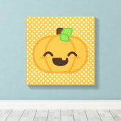 Kawaii Jack O Lantern Pumpkin Wrapped Canvas (Insitu (Houten vloer))