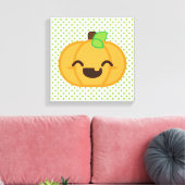 Kawaii Jack O Lantern Pumpkin Wrapped Canvas Afdruk (Insitu (Woonkamer))