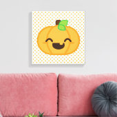 Kawaii Jack O Lantern Pumpkin Wrapped Canvas Afdruk (Insitu (Woonkamer))