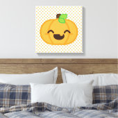 Kawaii Jack O Lantern Pumpkin Wrapped Canvas Afdruk (Insitu (Slaapkamer))