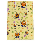 Kawaii Jack-o’-Lantern with Flowers and Bats Medium Cadeauzakje (Achterkant)