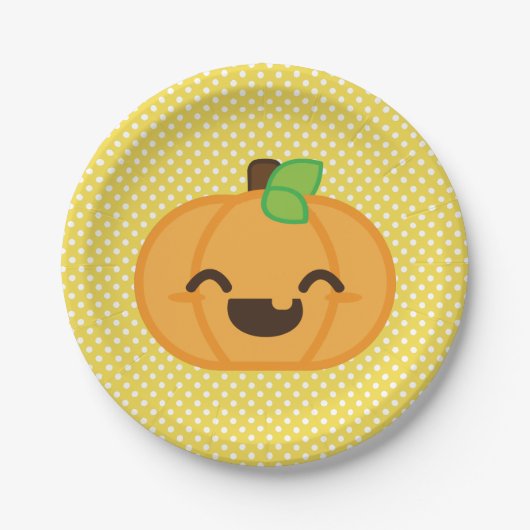 Kawaii Jackolantern Pumpkin Halloween Paper Borden Papieren Bordje (Voorkant)