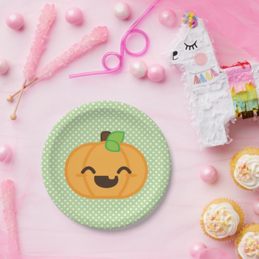 Kawaii Jackolantern Pumpkin Halloween Paper Borden Papieren Bordje (Feest)