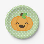 Kawaii Jackolantern Pumpkin Halloween Paper Borden Papieren Bordje (Voorkant)