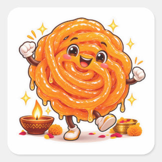 Kawaii Jalebi Sticker, Cute Indiase Zoete Diwali D Vierkante Sticker