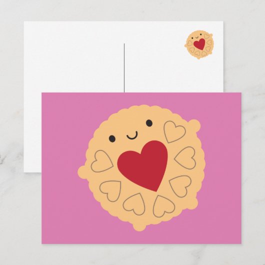 Kawaii Jammie Dodger Biscuit Briefkaart (Voorkant / Achterkant)