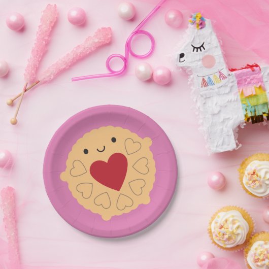 Kawaii Jammie Dodger Biscuit Papieren Bordje (Feest)
