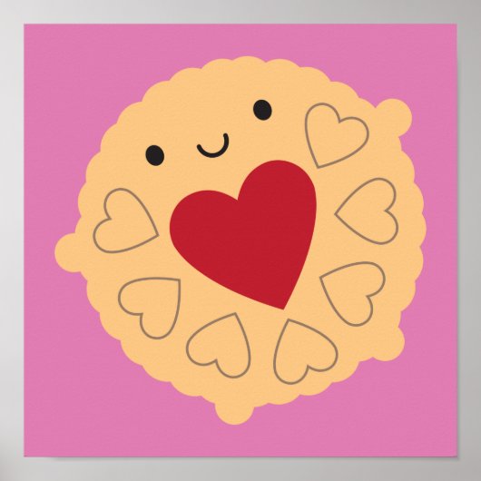 Kawaii Jammie Dodger Biscuit Poster (Voorkant)