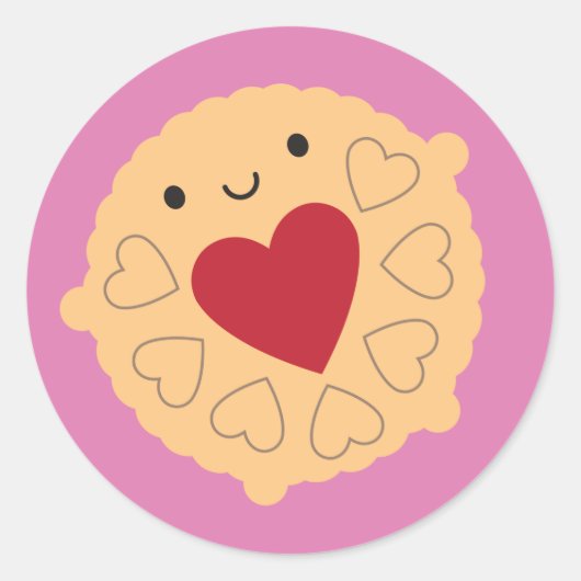 Kawaii Jammie Dodger Biscuit Ronde Sticker (Voorkant)