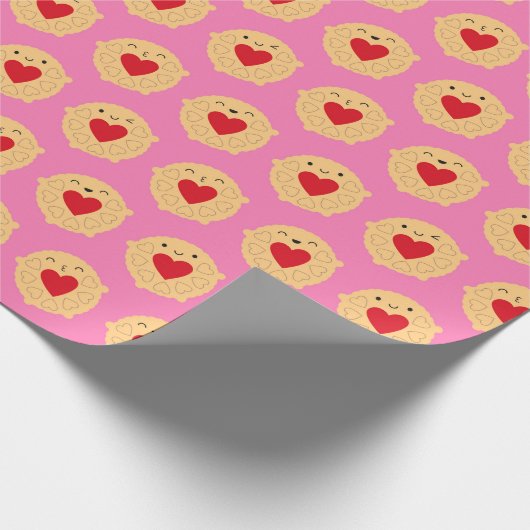 Kawaii Jammie Dodger Biscuits Cadeaupapier (Hoek)
