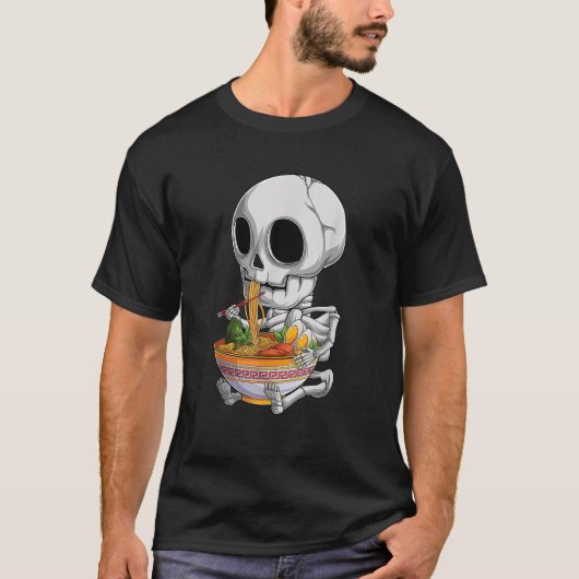 kawaii japanese anime Skeleton Halloween ramen Foo T-shirt (Voorkant)