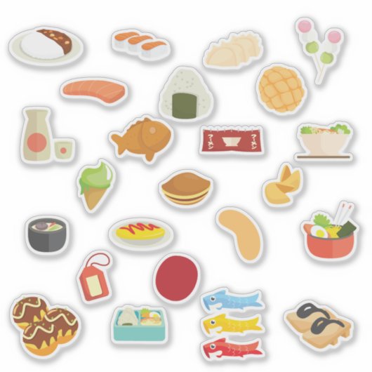 Kawaii Japanese Food Sticker Sheet (Voorkant)
