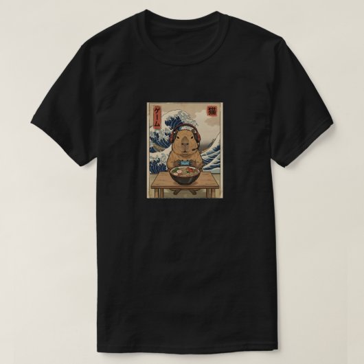 kawaii Japanese ramen Capybara retro gaming T-shirt (Design voorkant)