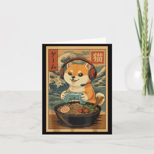 Kawaii Japanese Ramen Dog Retro Gaming Shirts For Kaart (Voorkant)