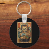 Kawaii Japanese Ramen Sloth Retro Gaming Shirts Fo Sleutelhanger (Voorkant)